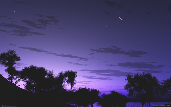 Summer Crescent MoonWallpaper, Summer Crescent Moon - Orbital Maneuvers